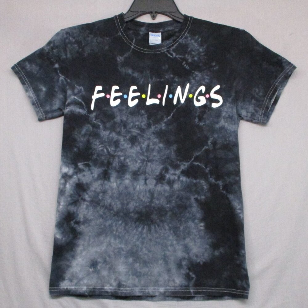 Gildan "Feelings" Graphic Print T-Shirt Marble Black Women Size | S